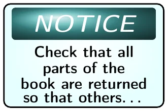 E’lon: «NOTICE. Check that all parts of the book are returned so that others...»